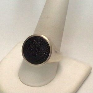 David Yurman Sterling Silver and Black Onyx Petrvs Lion Signet Ring NWT